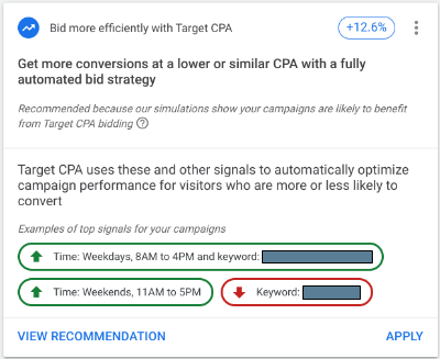 bid more efficiently with google recommendations